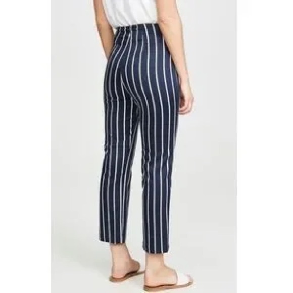 Reformation Marlon Navy and White Striped Cropped Pants Size 2 - Picture 2 of 11